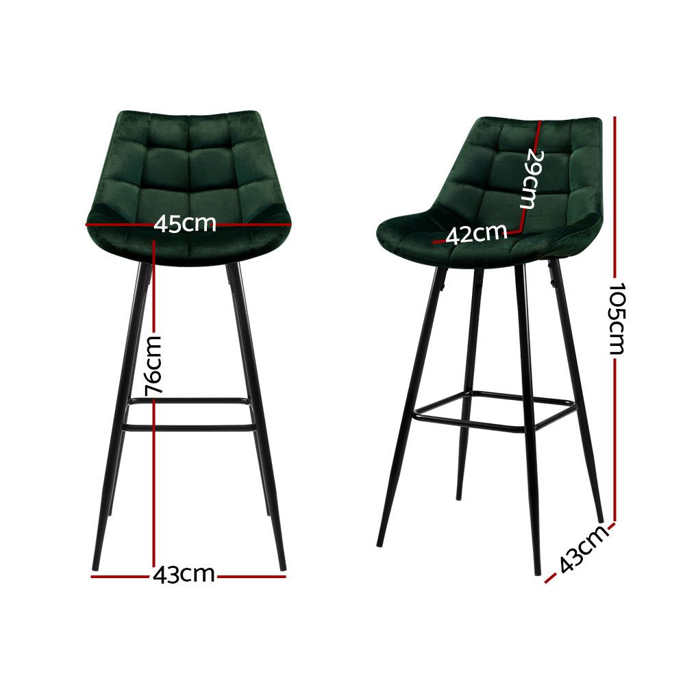 Green velvet bar stools