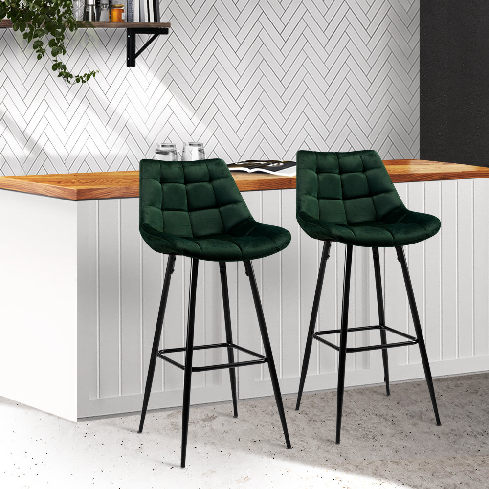 Green velvet bar stools