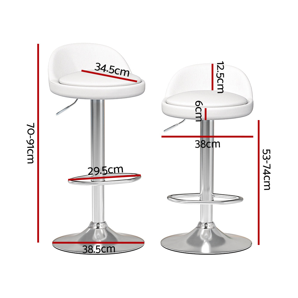 2x gas lift bar stools - white