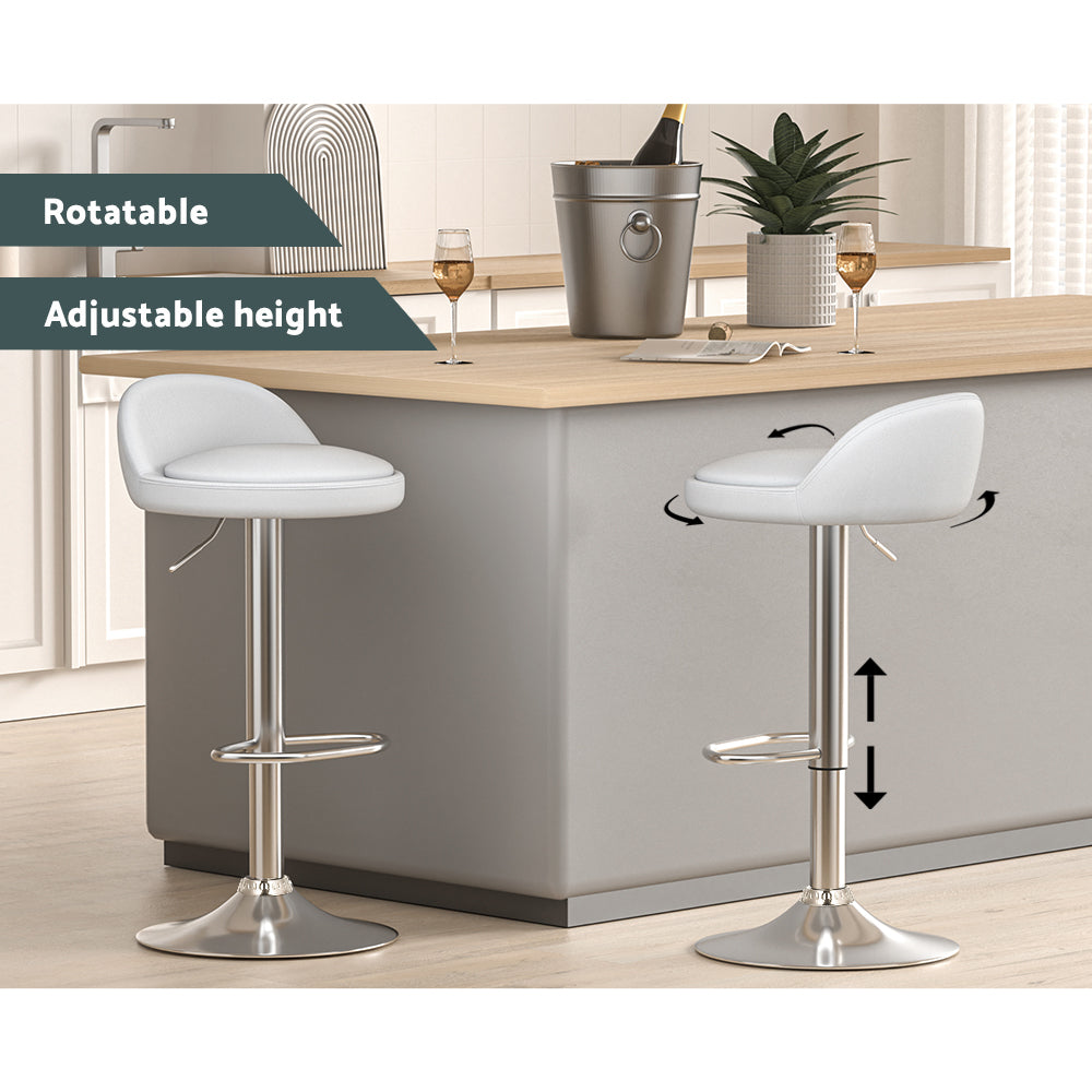 2x gas lift bar stools - white