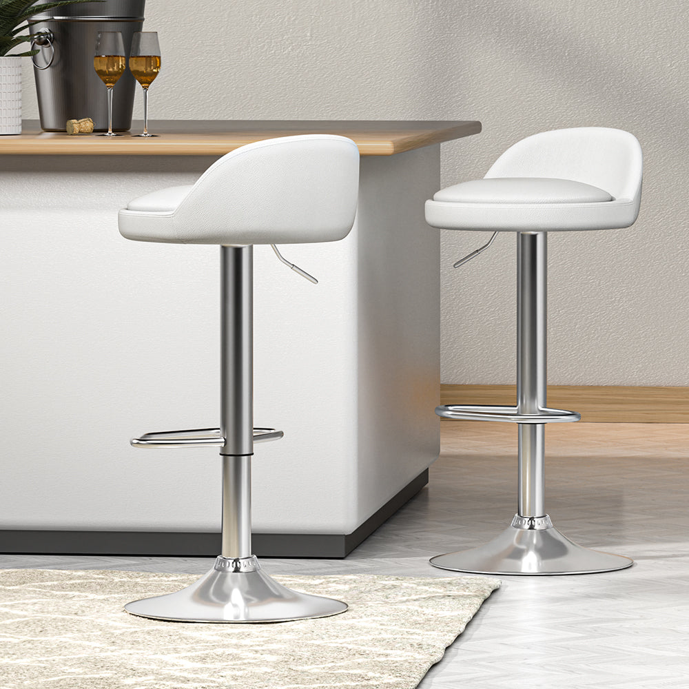 2x gas lift bar stools - white