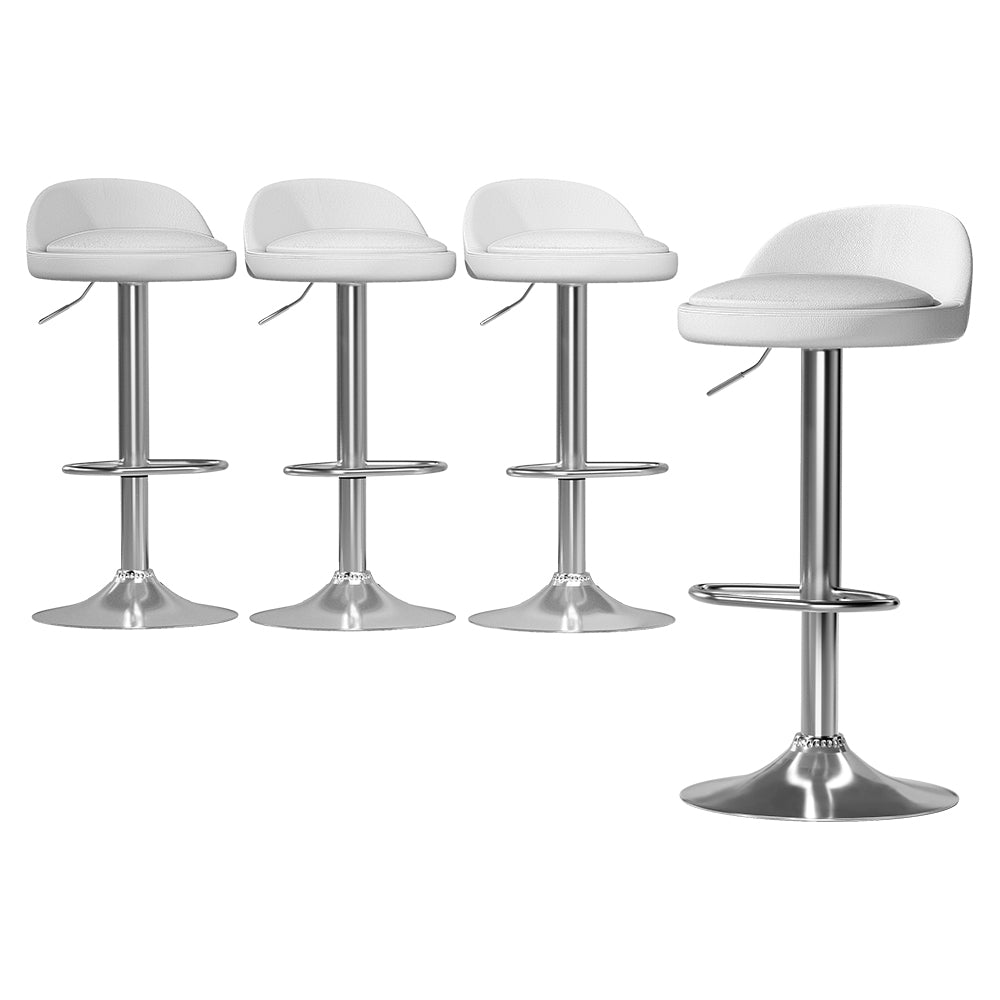 4x white leather gas lift bar stools