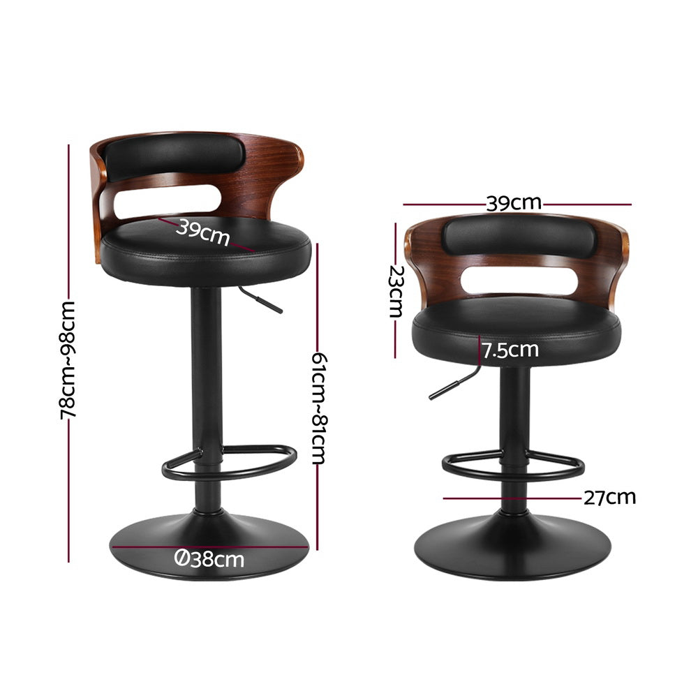 4x Bar Stools Gas Lift Faux Leather