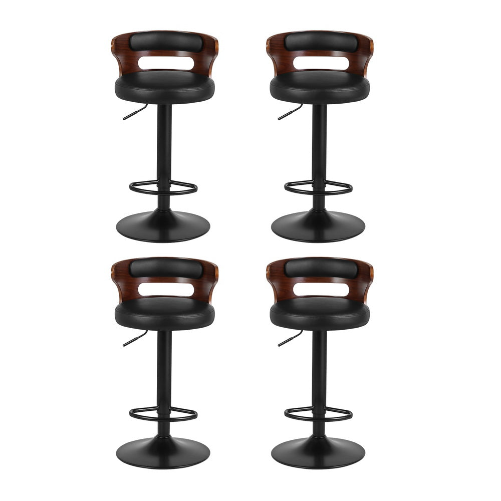 4x Bar Stools Gas Lift Faux Leather