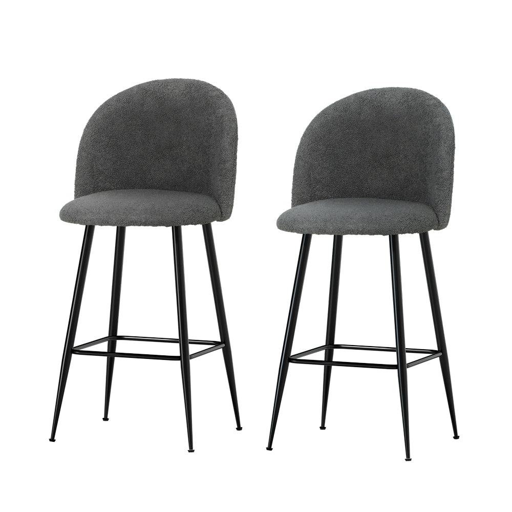 2x sherpa fabric bar stools