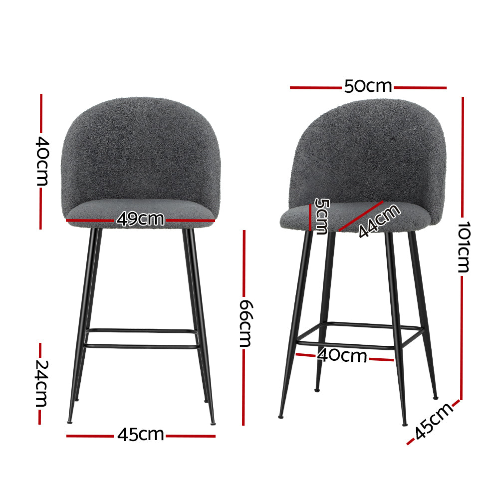 2x sherpa fabric bar stools