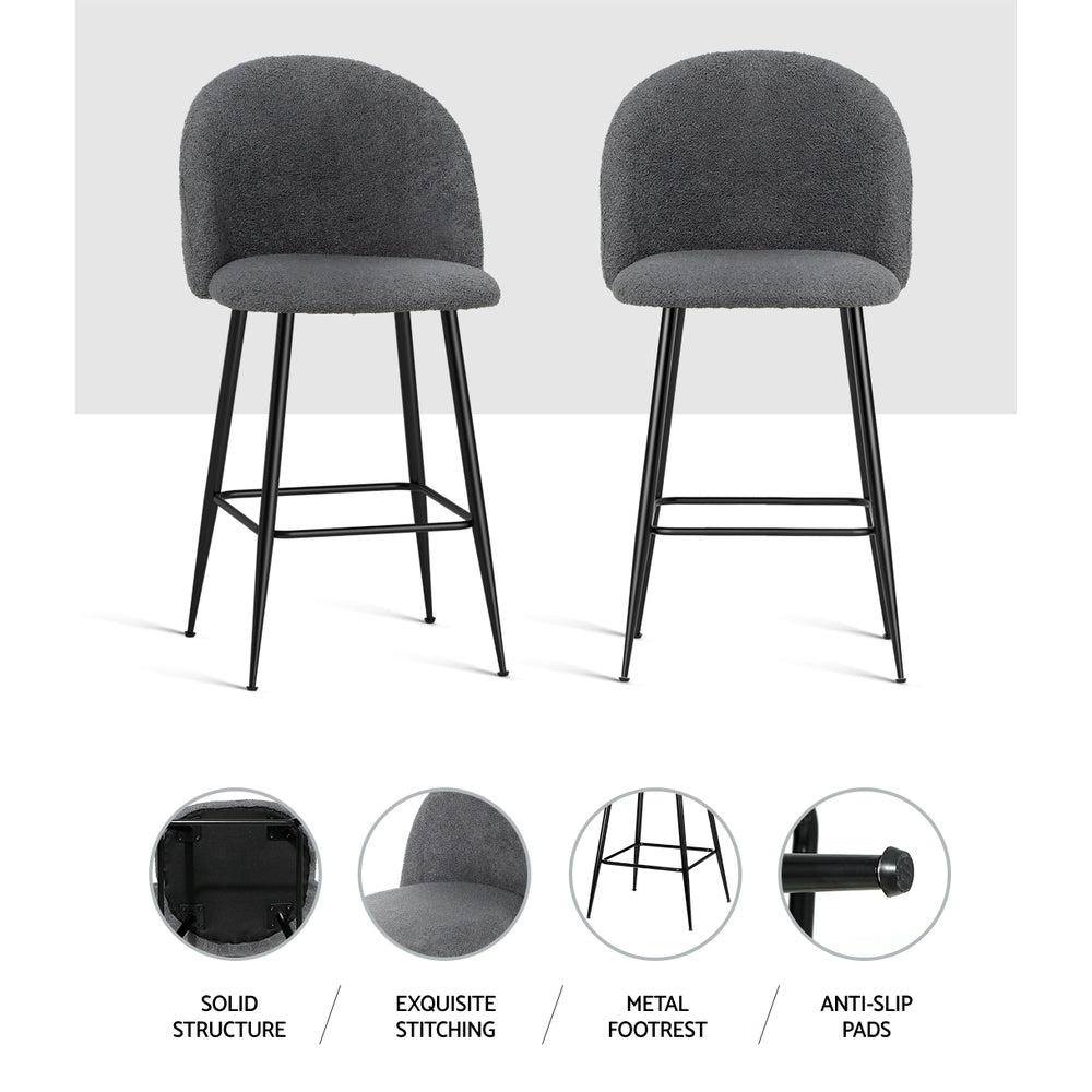 2x sherpa fabric bar stools