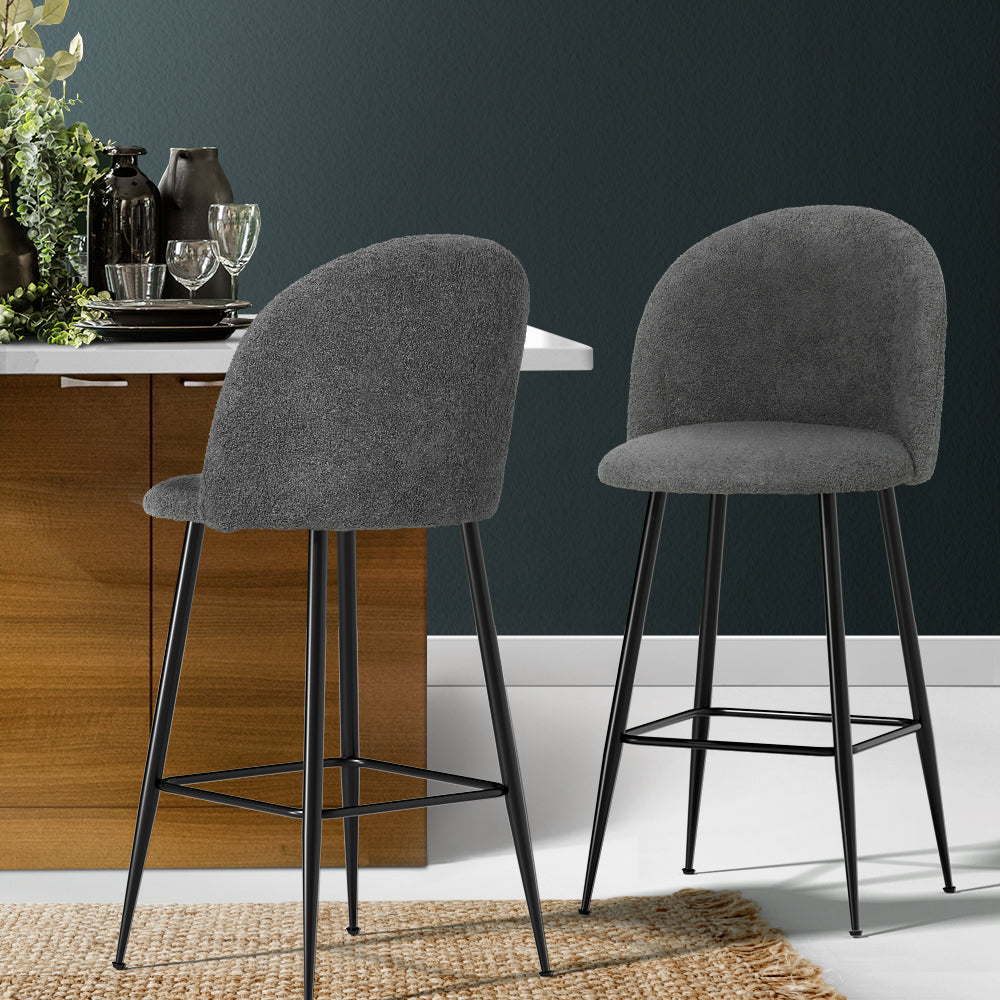 2x sherpa fabric bar stools