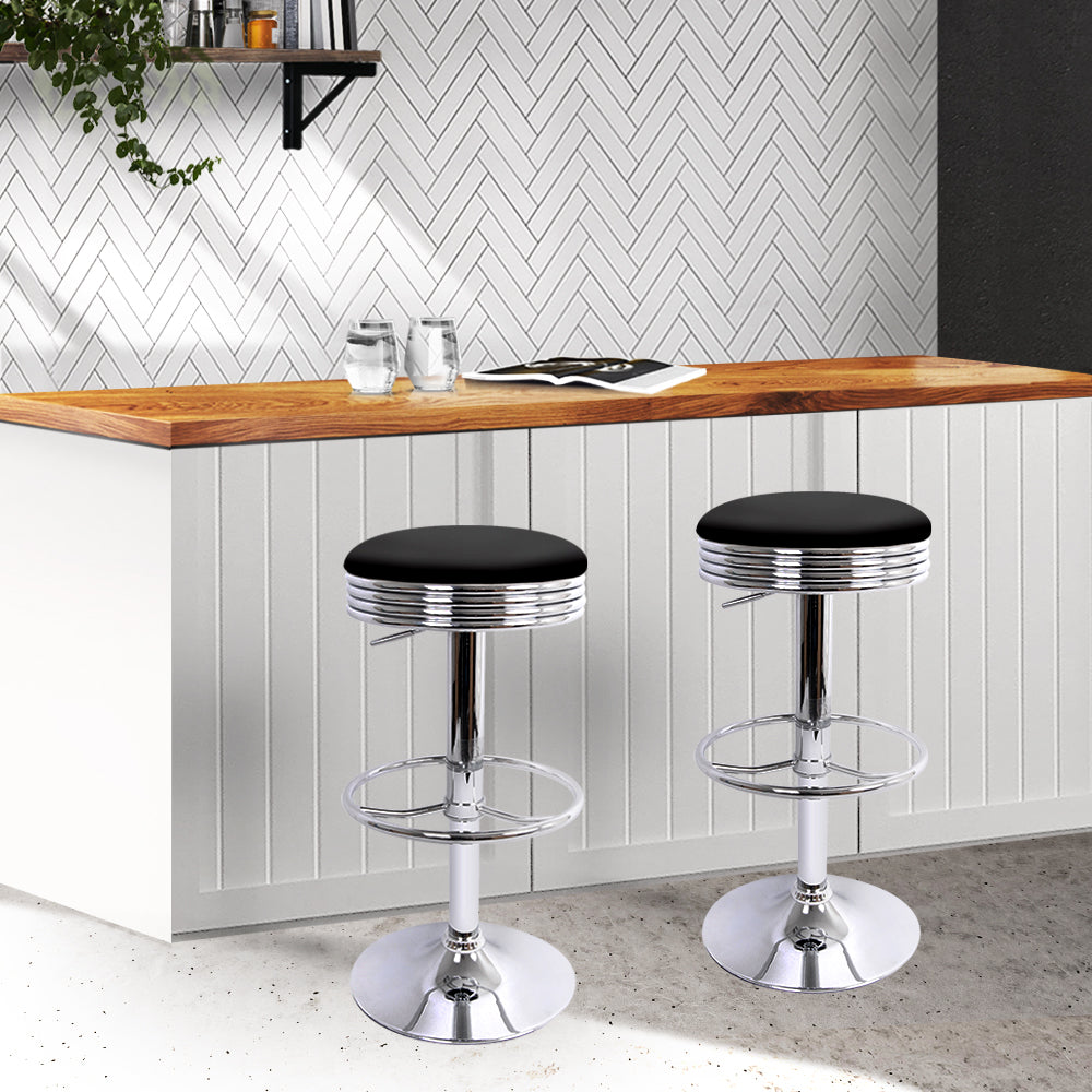 Gas lift metal leather bar stools