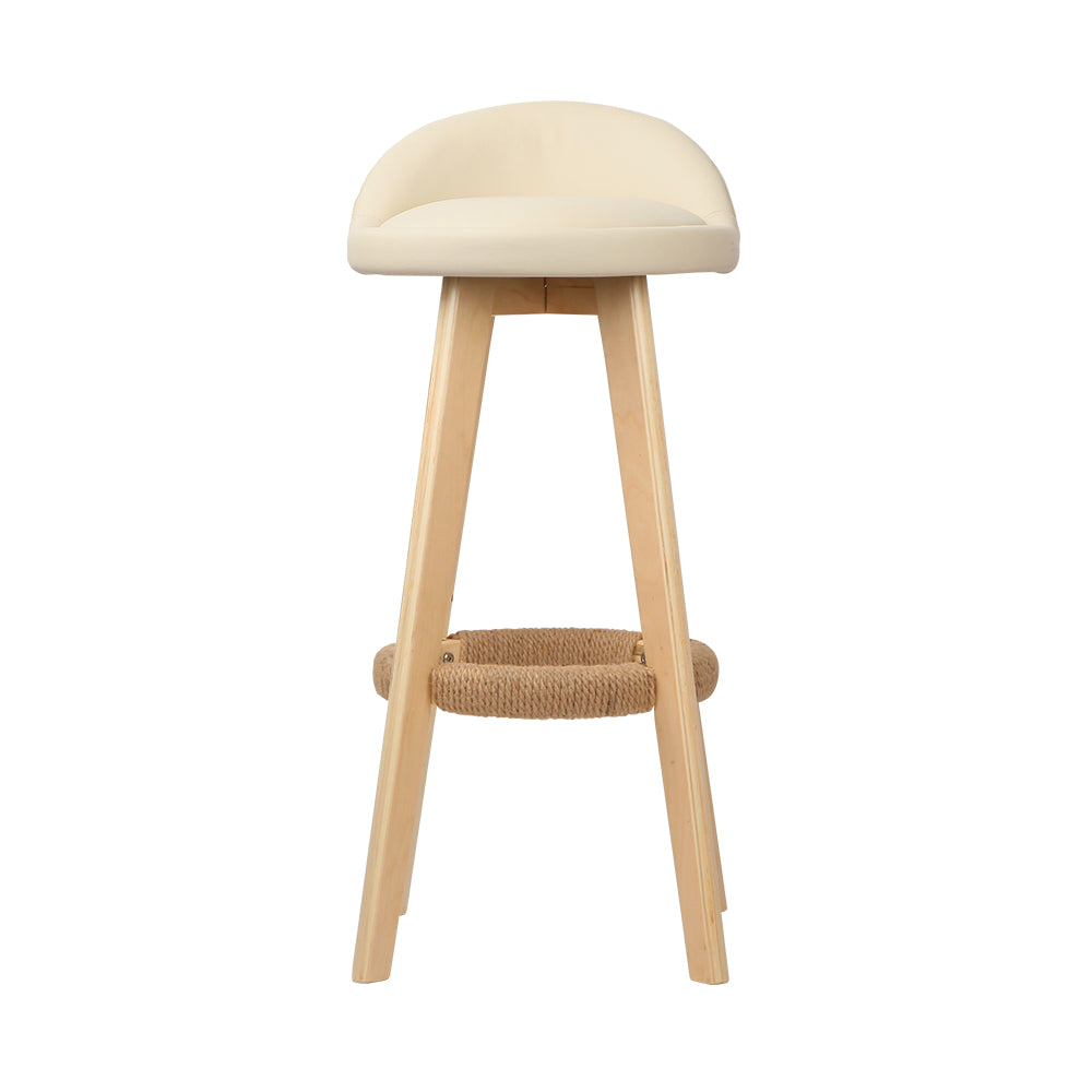 Wood and leather bar stools - beige