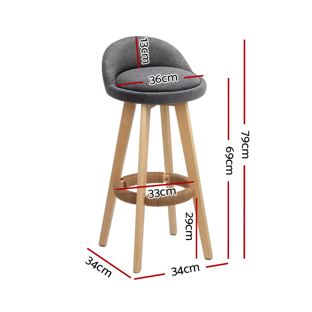 Wood and fabric bar stools 