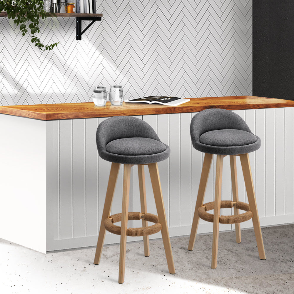 Wood and fabric bar stools 