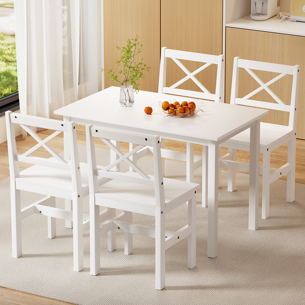 Artiss Dining Chairs and Table Dining Set 4 Cafe Chairs Set Of 5 4 Seater White