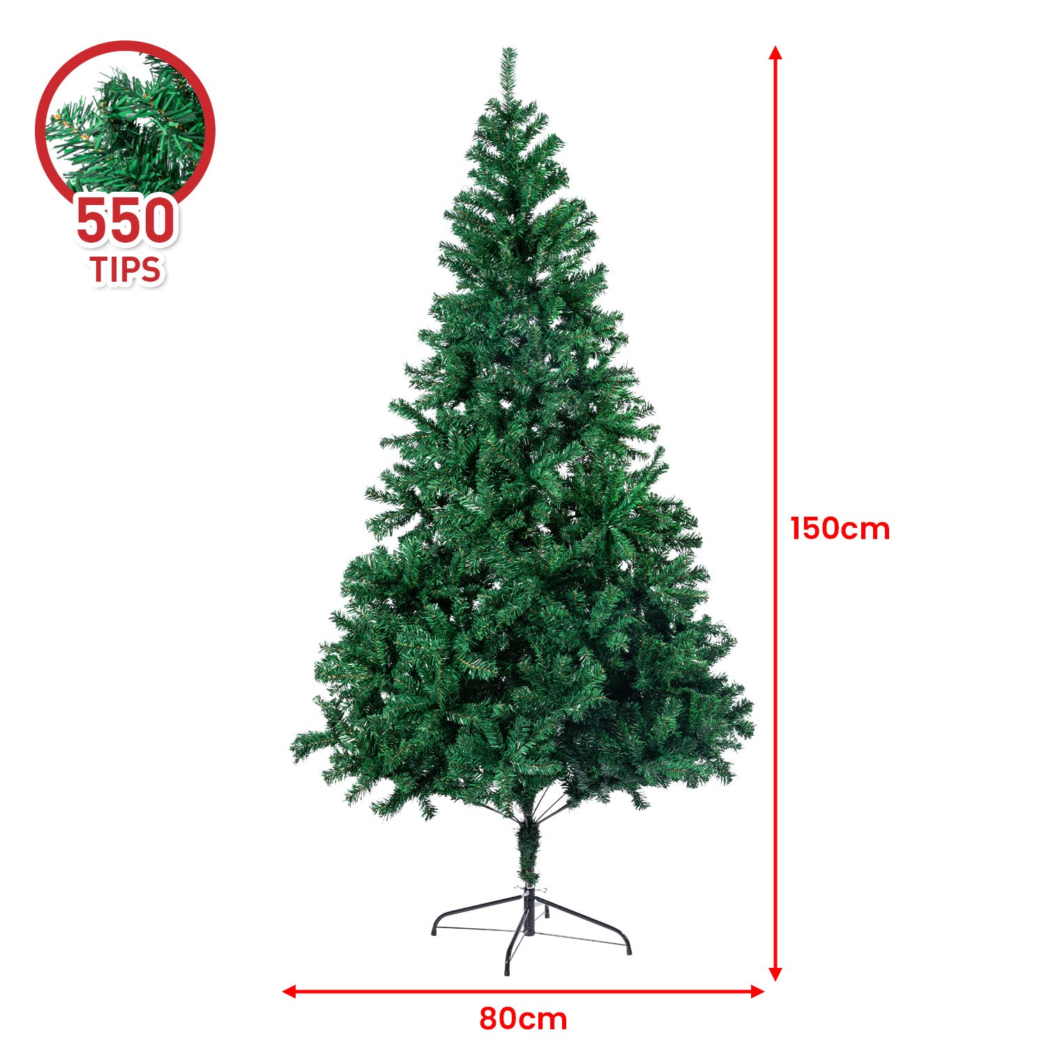 1.5M Green Christmas Tree - 550 Tips