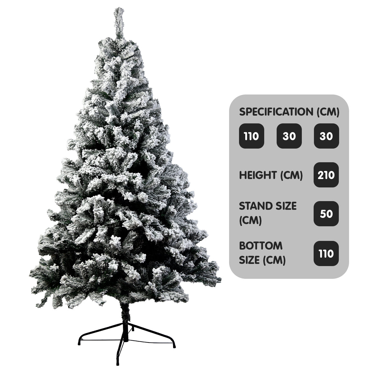 2.1M Snow-Tipped Artificial Christmas Tree - 1200 Tips