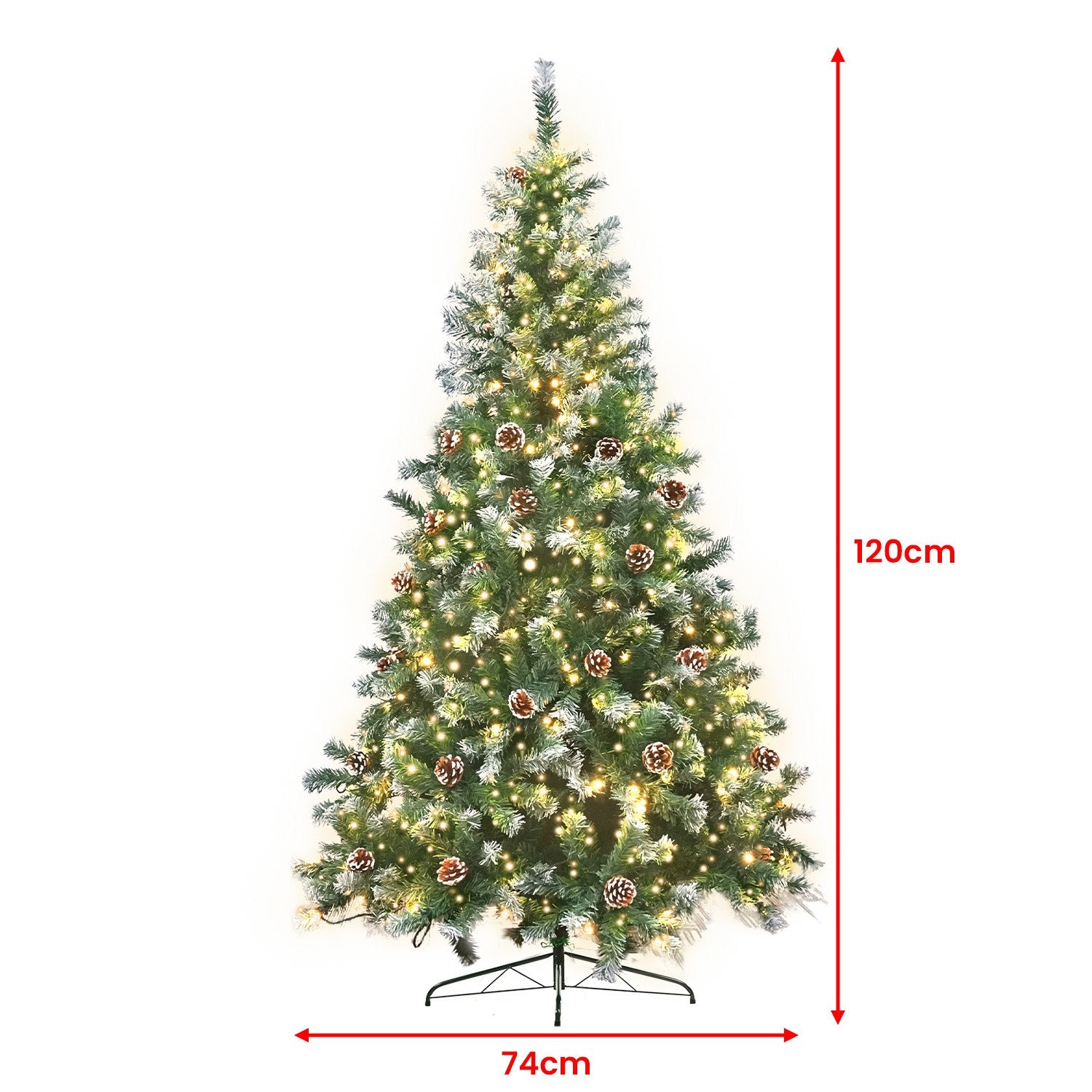 1.2M Pre Lit LED Christmas Tree Decor with Pine Cones Xmas Decorations