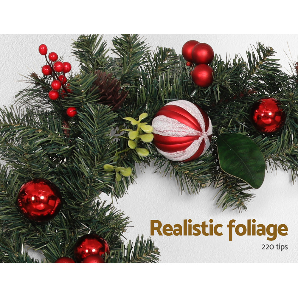 2.7M Christmas Garland with Pine & Baubles Xmas Party Decorations