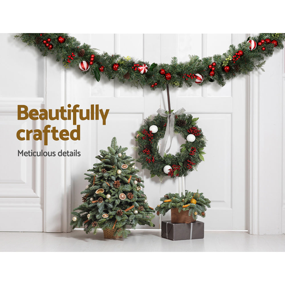 2.7M Christmas Garland with Pine & Baubles Xmas Party Decorations