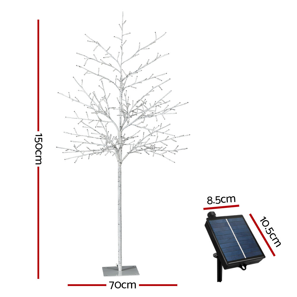 Solar Christmas Tree 1.5m Twigs 304 LED Lights Xmas Tree - White