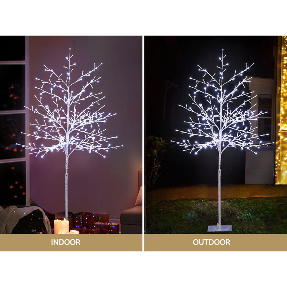 Solar Christmas Tree 1.5m Twigs 304 LED Lights Xmas Tree - White