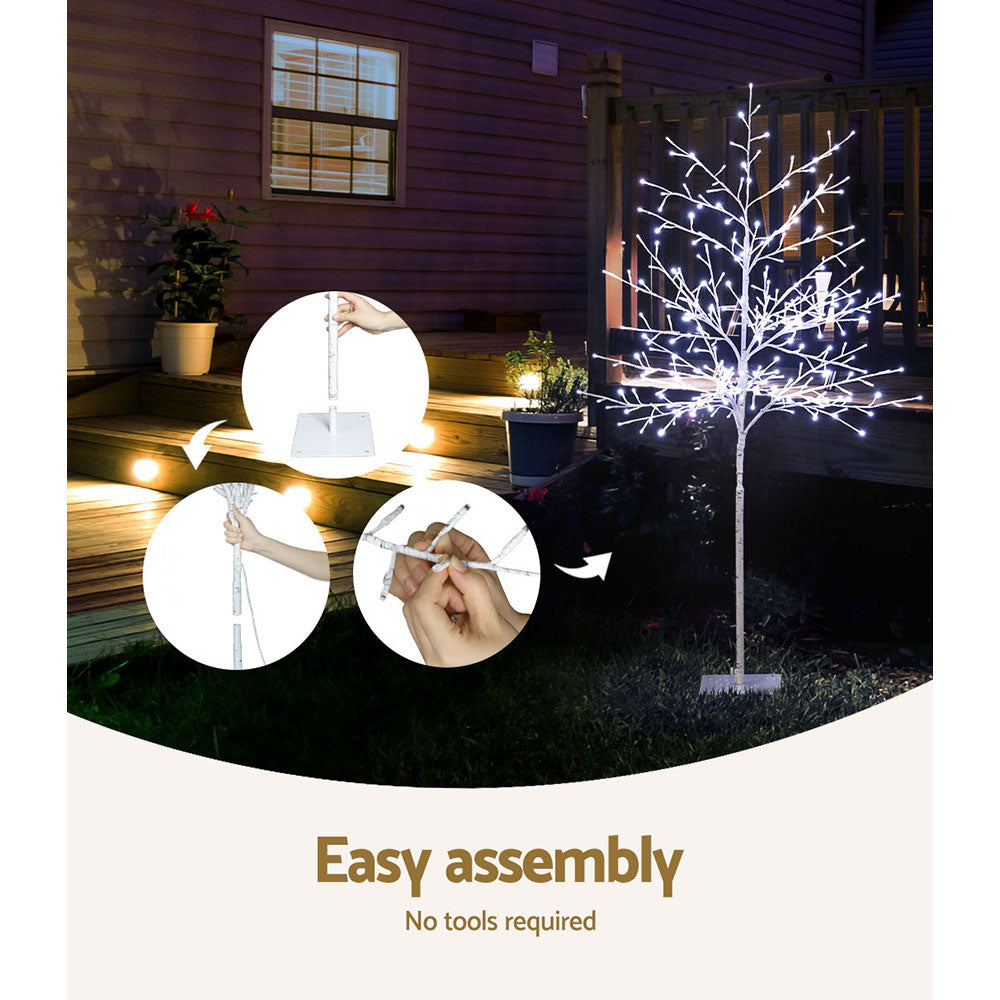 Solar Christmas Tree 1.5m Twigs 304 LED Lights Xmas Tree - White