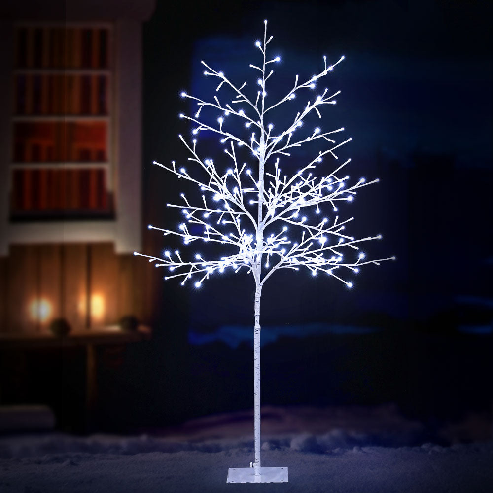 Solar Christmas Tree 1.5m Twigs 304 LED Lights Xmas Tree - White