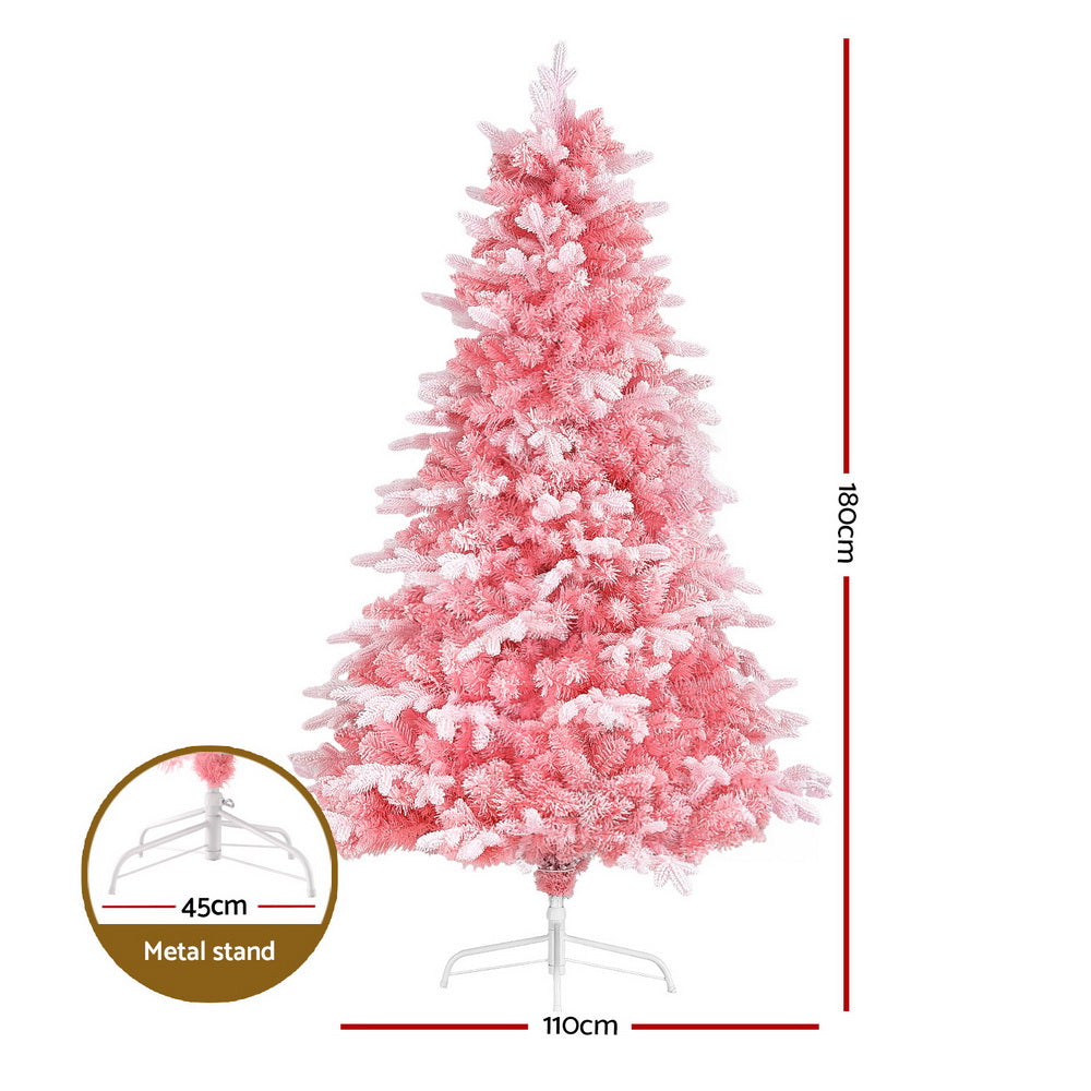 1.8M Pink Snow-Flaked Christmas Tree -  810 Tips