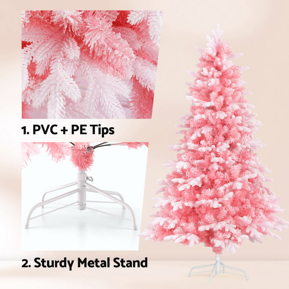 1.8M Pink Snow-Flaked Christmas Tree -  810 Tips