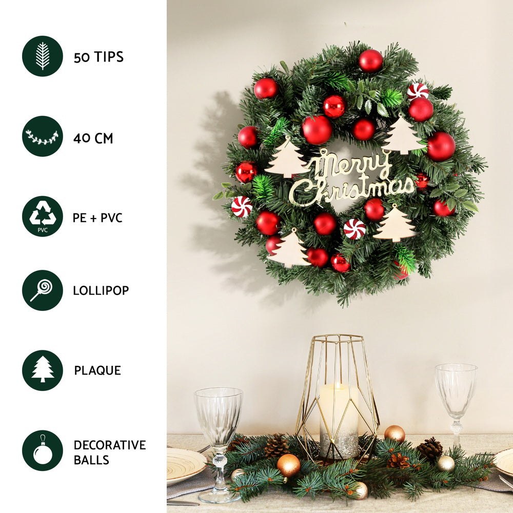 Christmas Wreath 40CM Xmas Garland Baubles Ornaments Party Decor