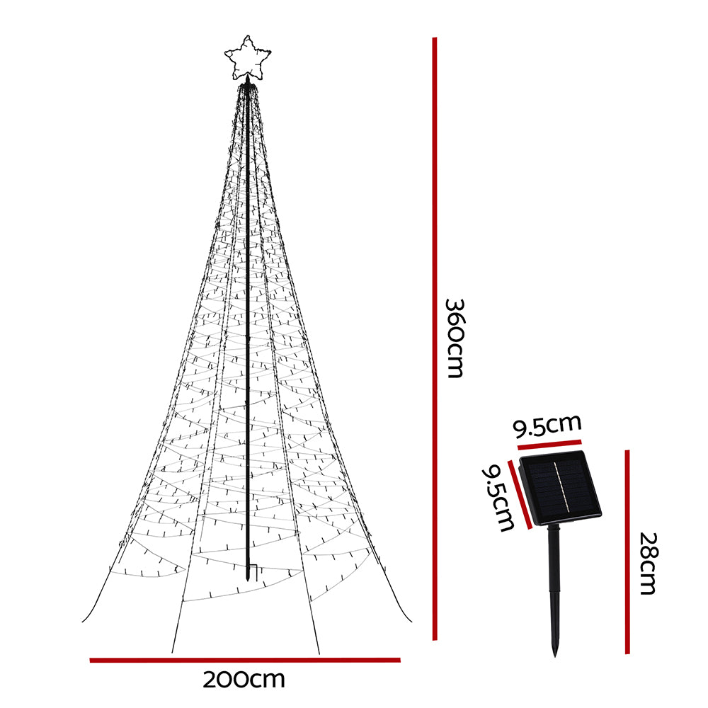 Solar Christmas Tree 3.6m 800 LED Net Lights Xmas Trees Decoration