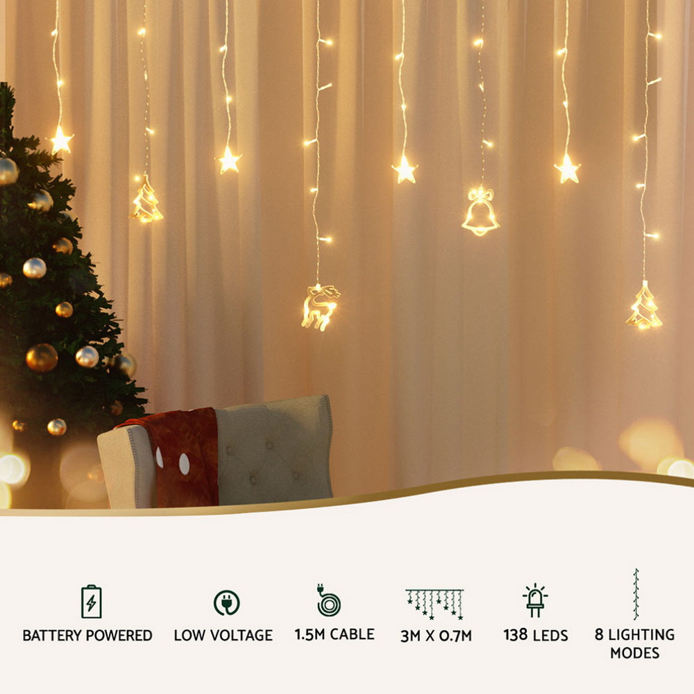 3M LED Warm White Christmas Icicle Lights with Decorations