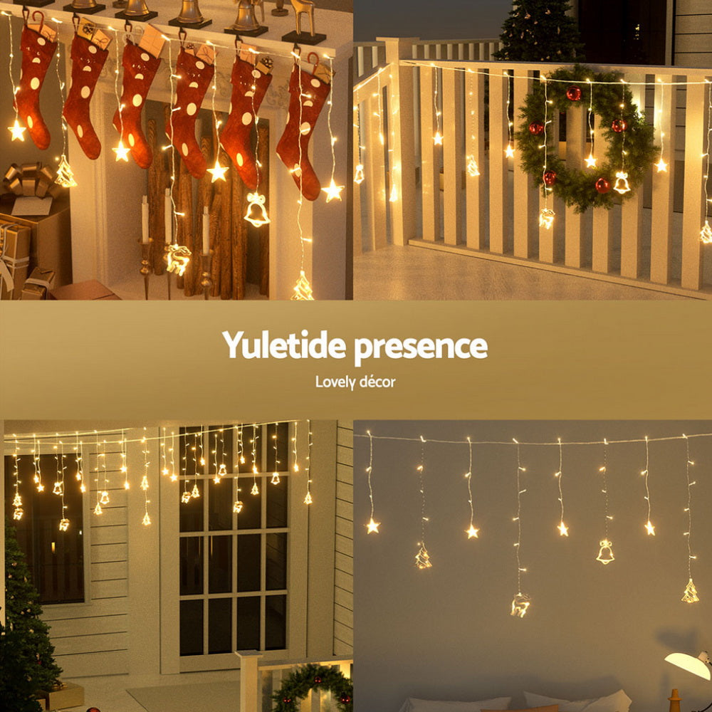 3M LED Warm White Christmas Icicle Lights with Decorations