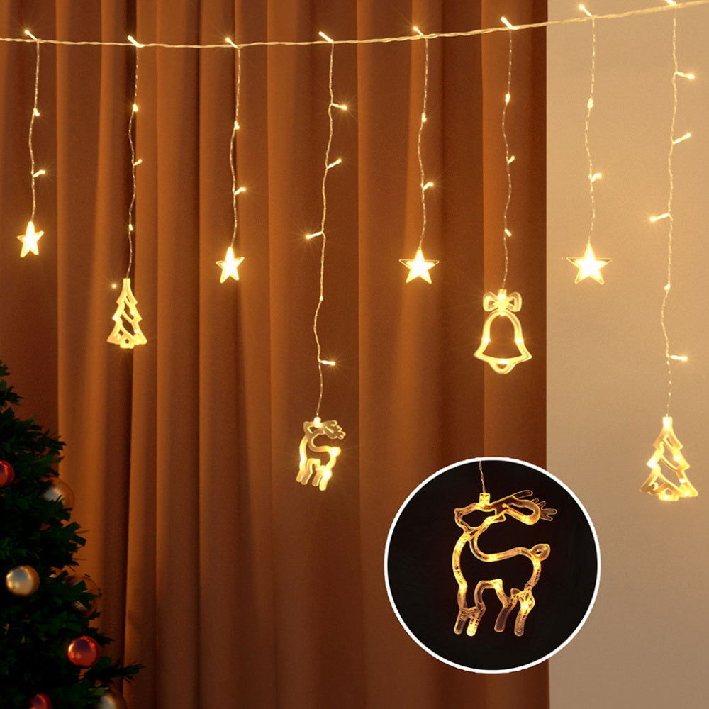 3M LED Warm White Christmas Icicle Lights with Decorations