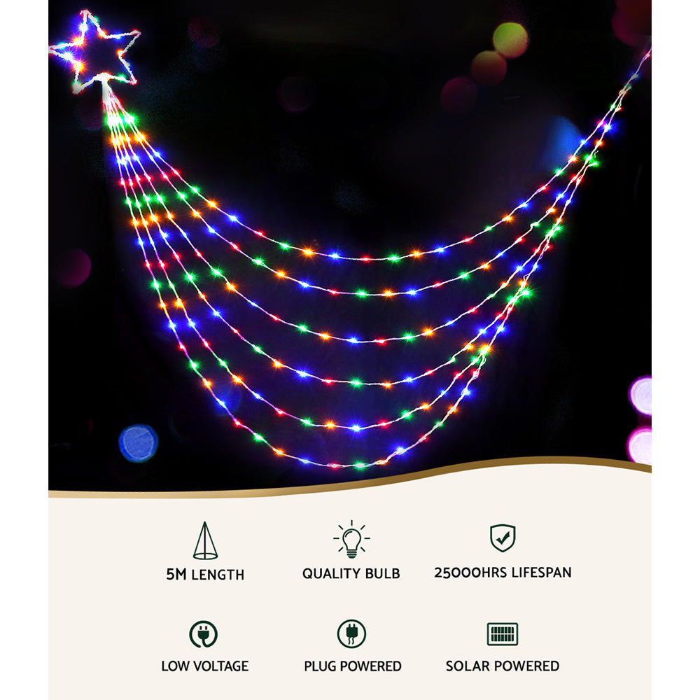 5M Solar Cascading Christmas Lights String Light 320 LED - Multi-Colour