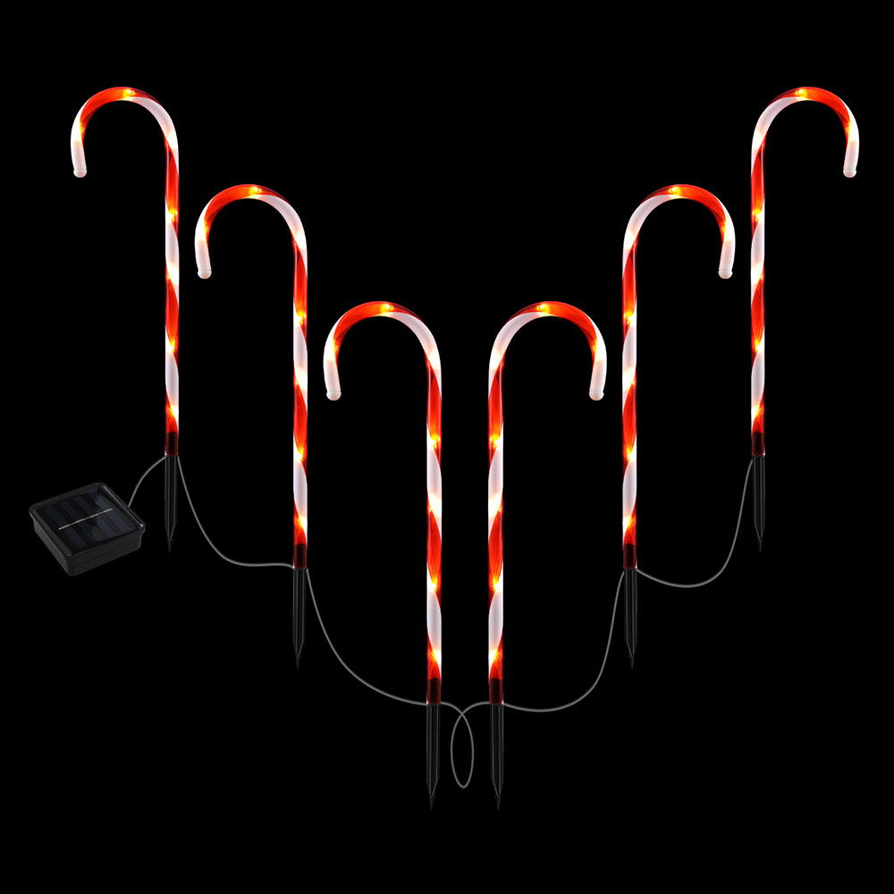 6 PCS Candy Cane Christmas Lights Path Garden Decorations 42 LED