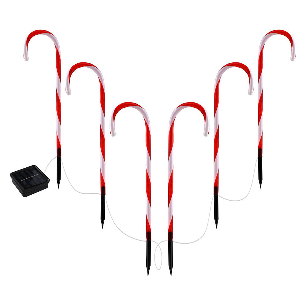 6 PCS Candy Cane Christmas Lights Path Garden Decorations 42 LED