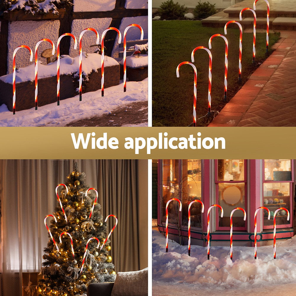 6 PCS Candy Cane Christmas Lights Path Garden Decorations 42 LED