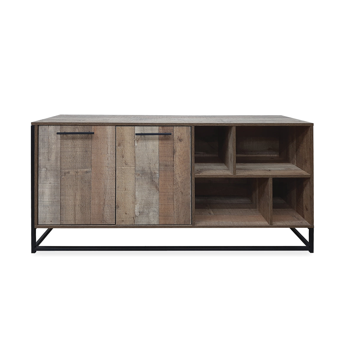 Rustic Wood Tone Stylish Sideboard Buffet Storage Cabinet Cupboards with Shelving