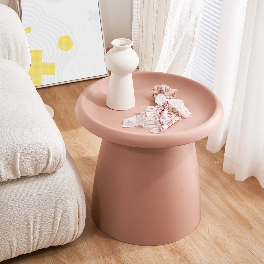 Mushroom Round Side Coffee Table Plastic - Dusty Pink