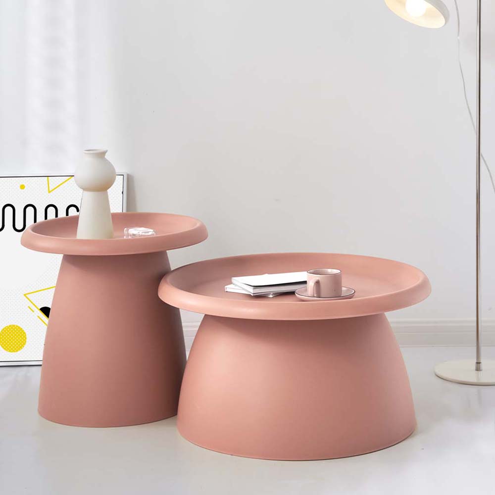 Mushroom Round Side Coffee Table Plastic - Dusty Pink