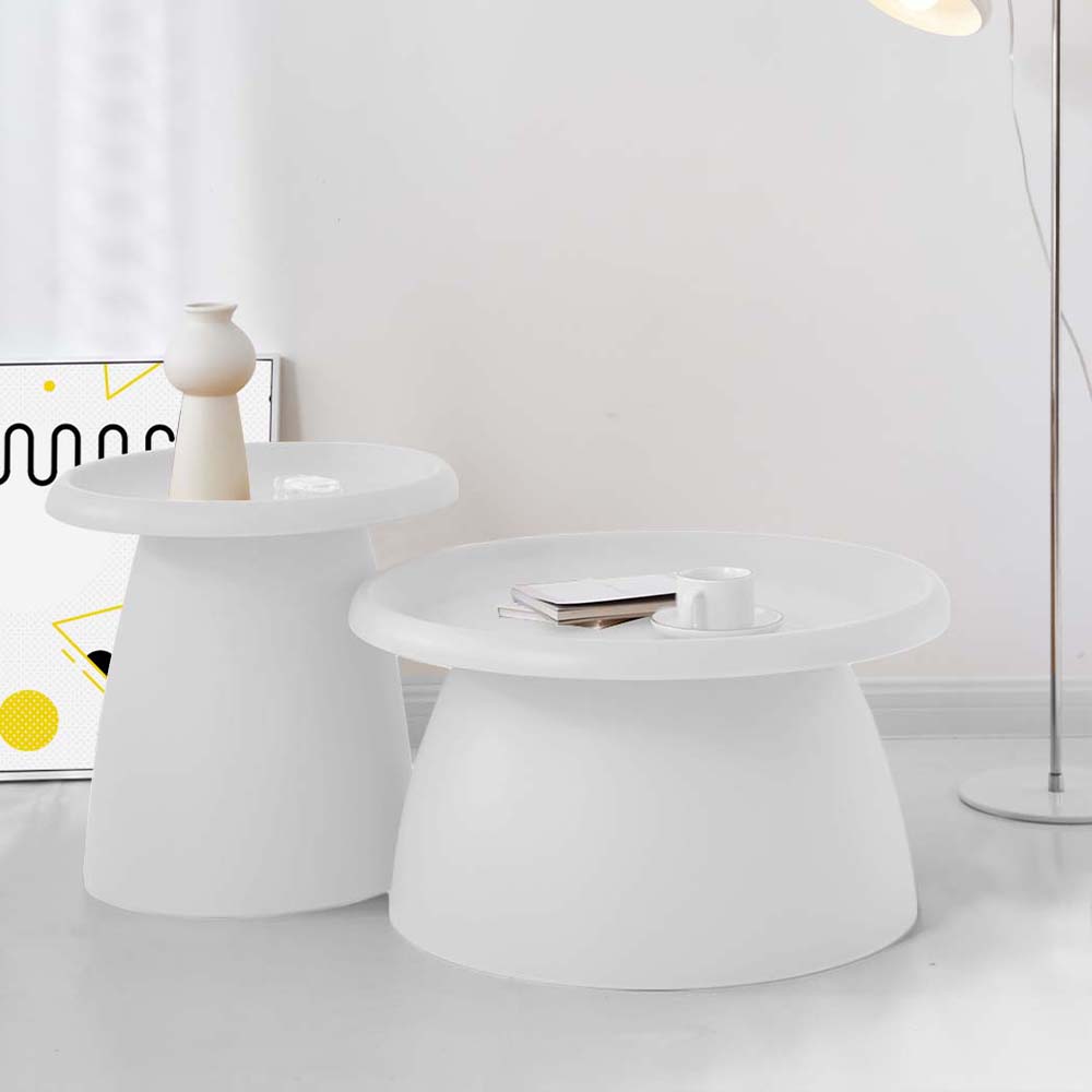 Mushroom Round Side Coffee Table Plastic - White