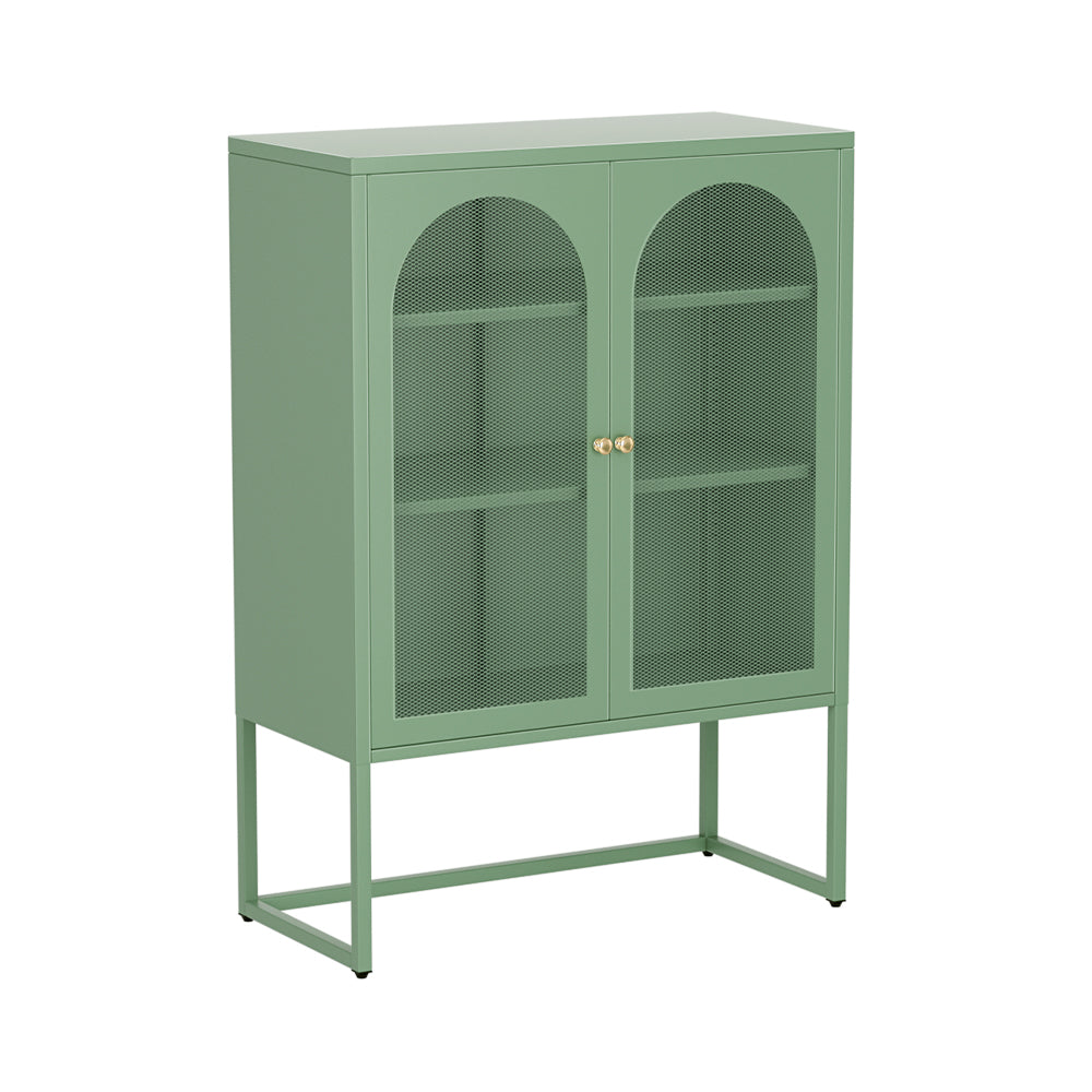 Arch Window Buffet Display Cabinet Steel - Green