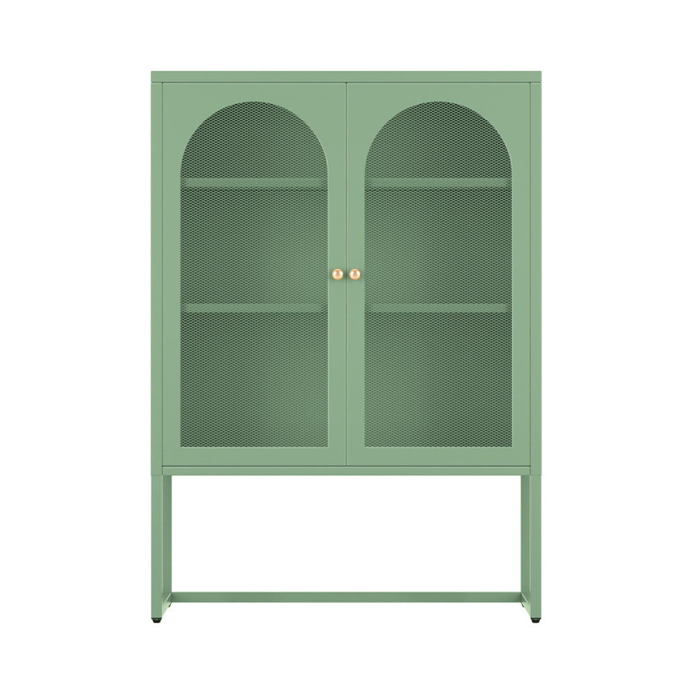 Arch Window Buffet Display Cabinet Steel - Green