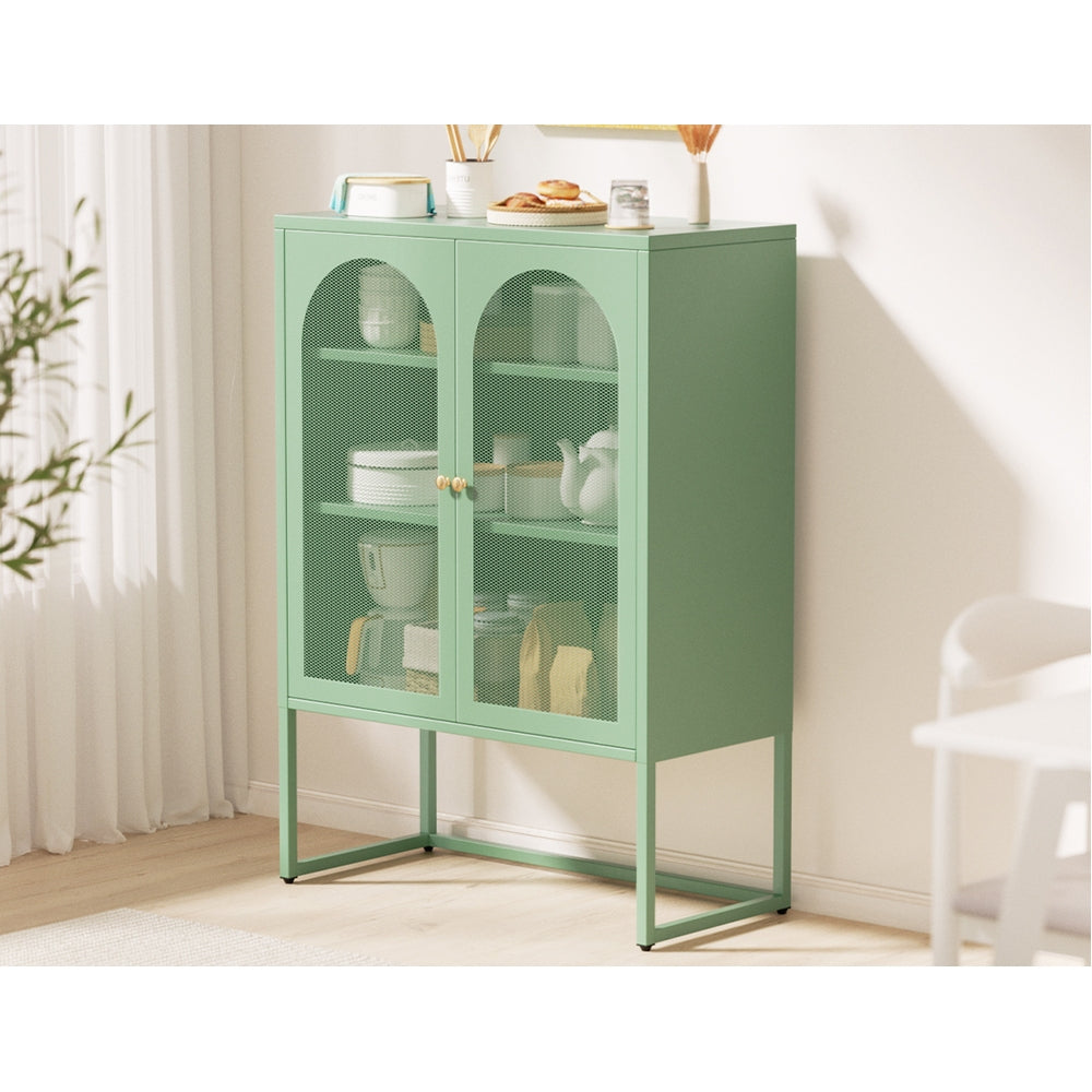 Arch Window Buffet Display Cabinet Steel - Green