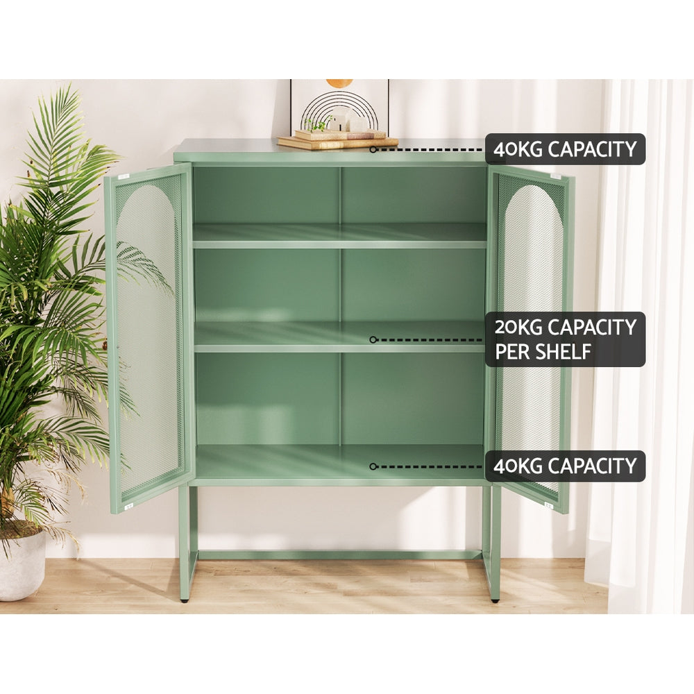 Arch Window Buffet Display Cabinet Steel - Green