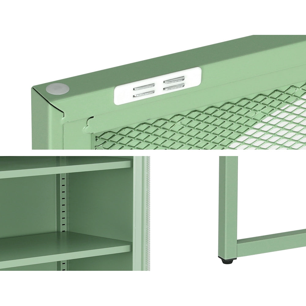 Arch Window Buffet Display Cabinet Steel - Green