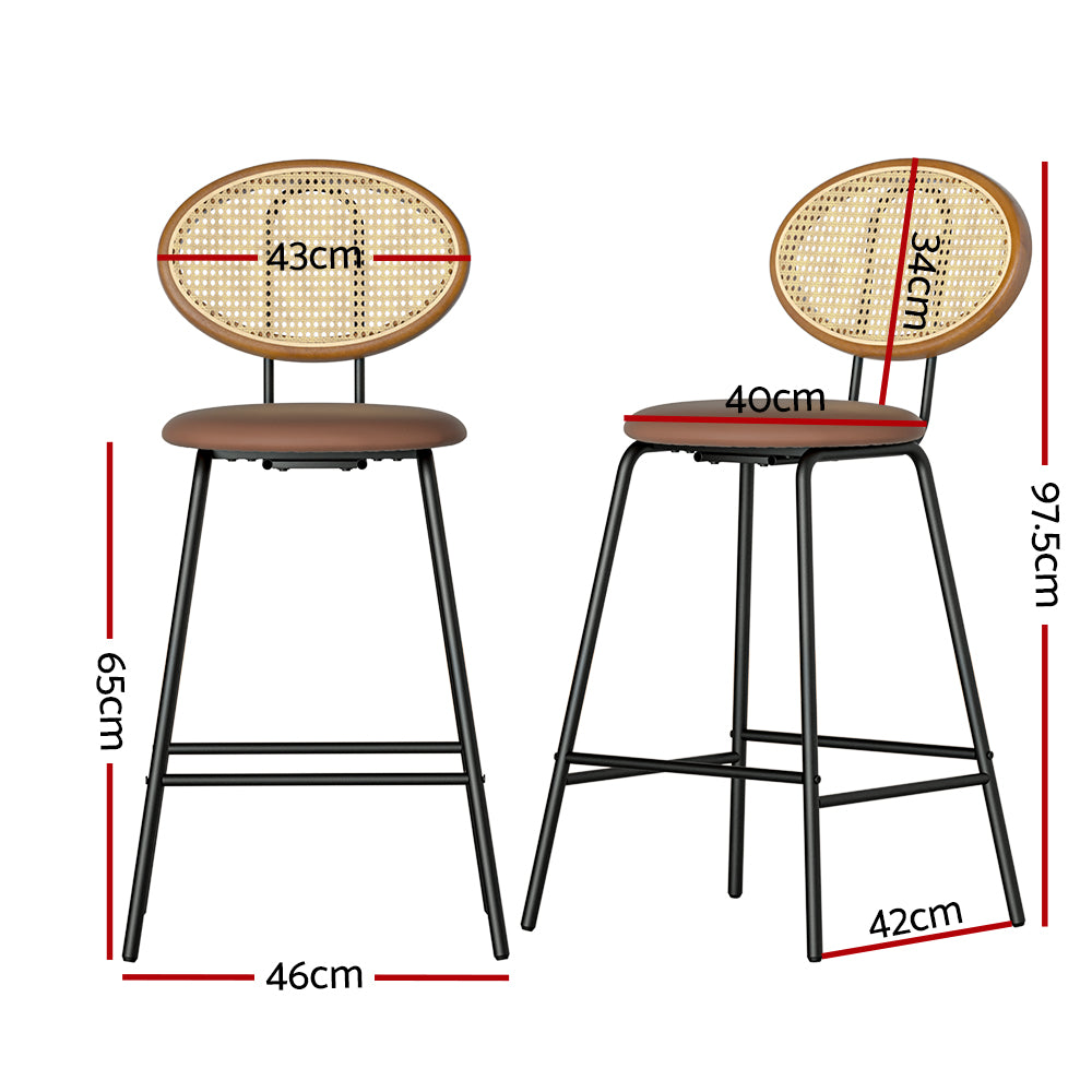 Rattan leather bar stools