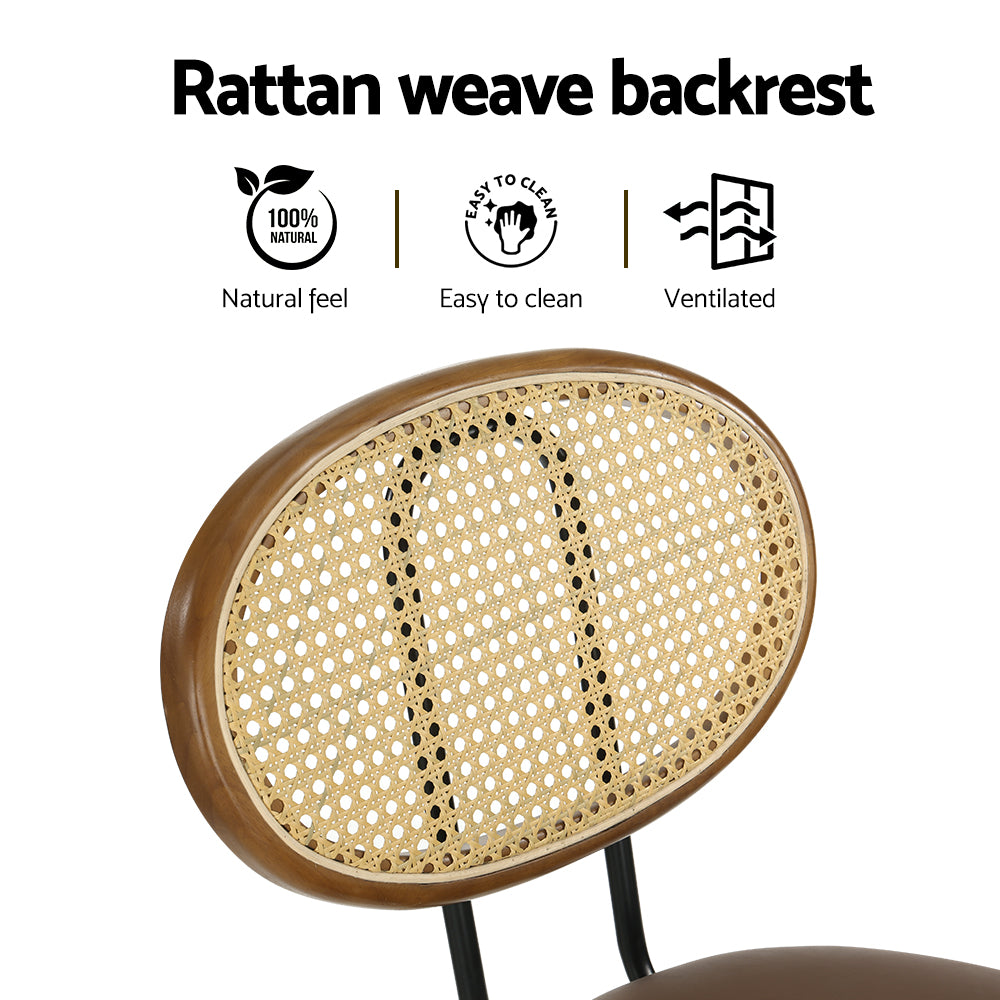 Rattan leather bar stools