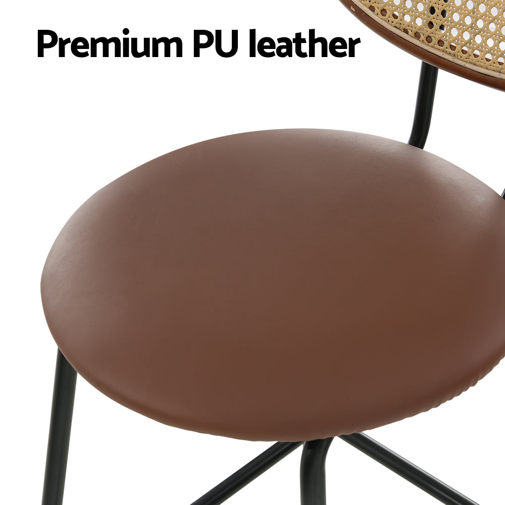 Rattan leather bar stools