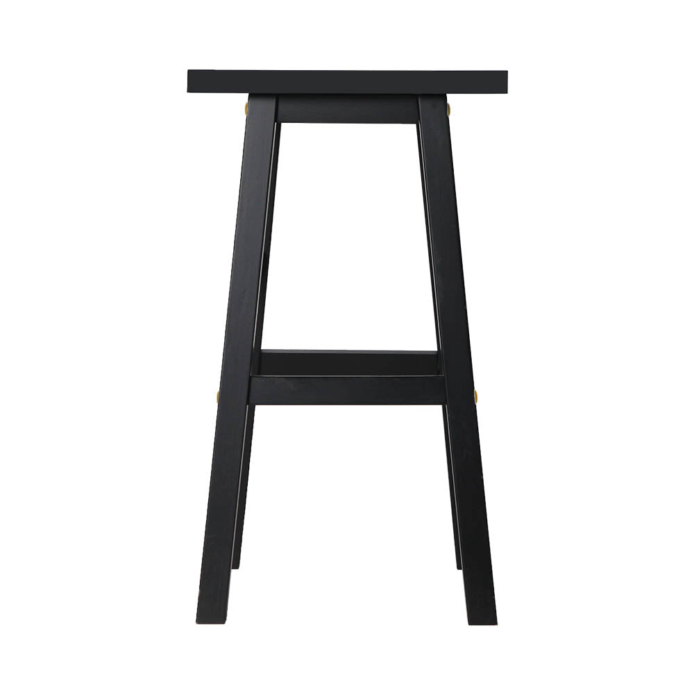 2x Wooden Backless Bar Stools - Black